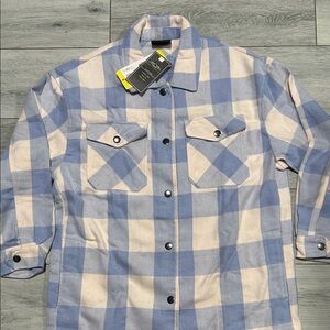 Blue and Cream Women's Plaid Jacket